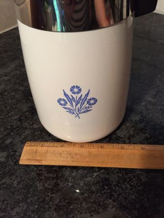 Vintage Corning ware Blue Corn Flower 6 Cup Stove Top Coffee Pot Perculator 4