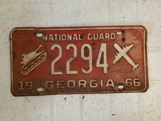 Vintage 1966 Georgia License Plate National Guard