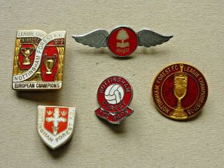 Five (5) Vintage Enamel Badges Nottingham Forest Football Club C1970 