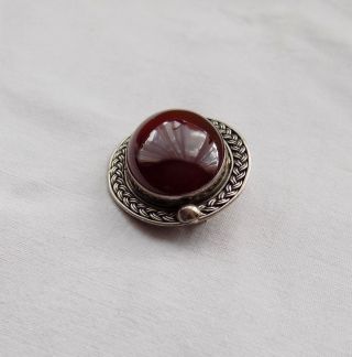 Vintage Silver Brooch with Red Stone 3