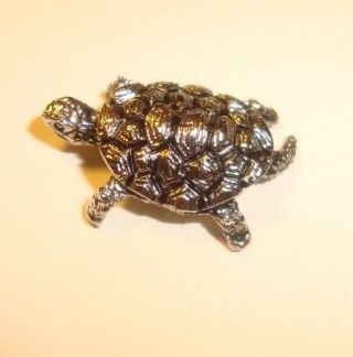 Vintage Turtle - Tortoise Lapel Tie Tack - Lapel Pin Silver Tone Save The Turtles