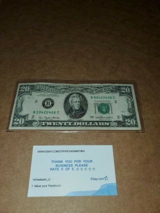 1977 (b) $20 Twenty Dollar Bill Federal Reserve Note Vintage Old Money
