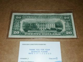 1977 (B) $20 Twenty Dollar Bill Federal Reserve Note Vintage Old Money 4