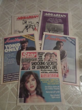 5 Vintage John Lennon,  Yoko Ono Newpapers Aquarian,  Star,  Soho News 1980 - 81