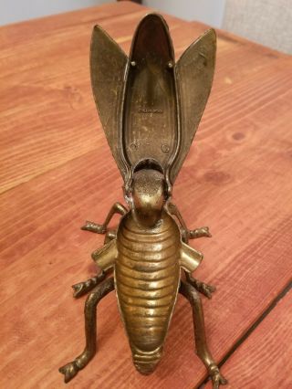 Vintage Brass Fly Bug Ashtray Cast Metal Italy Hinged Ornate Insect 5
