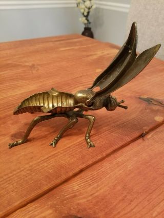 Vintage Brass Fly Bug Ashtray Cast Metal Italy Hinged Ornate Insect 6