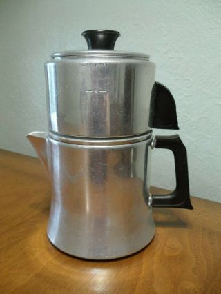 Vintage Mirro Aluminum Stacking 6 Cup Drip Coffee Maker Model 781 1/2 1.  5 Qt