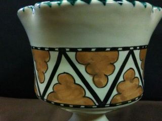 (2) Vtg.  Orvieto Italia Faience Pottery Abstract Yellow Fluted Pedestal Cups 5