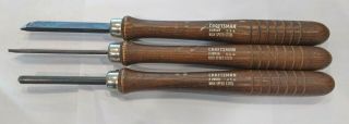 Set Of 3 Vintage Craftsman Lathe Tools - Gouge - Skew - Parting