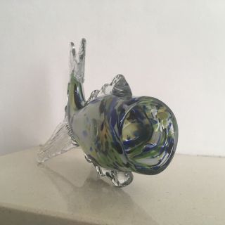 Vintage Murano Hand Blown Tropical Fish Sculpture/Figurine in Clear,  Blue,  Green 2