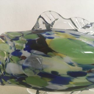 Vintage Murano Hand Blown Tropical Fish Sculpture/Figurine in Clear,  Blue,  Green 4