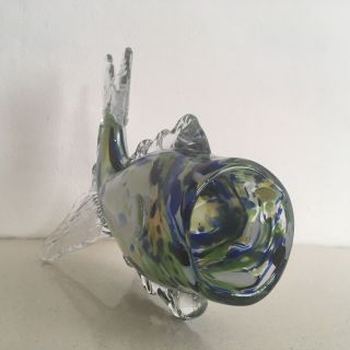 Vintage Murano Hand Blown Tropical Fish Sculpture/Figurine in Clear,  Blue,  Green 5