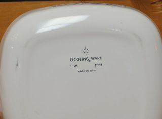 Vintage Corning Ware Cornflower Blue 7 inch Square P - 1 - B Baking Dish 4