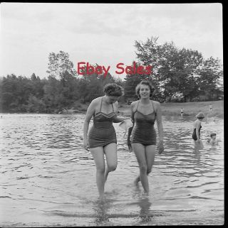 Z6 - A Vintage Photo Negative - Women At The Beach - Bikini