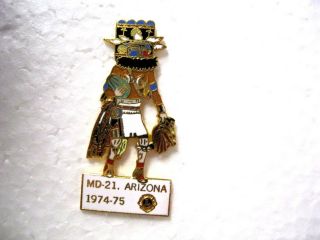 Lions Club Pin Arizona Native American Indian 1974 - 1975 Md - 21 Vintage