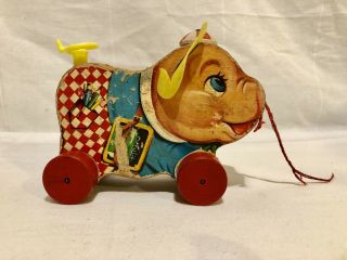 Vintage Fisher Price 478 Peter The Pig 1962 Pull Toy