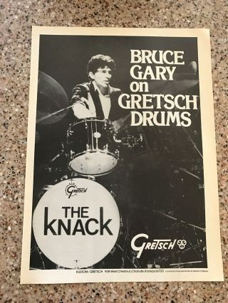 1981 Vintage 8x11 Print Ad For Gretsch Drums With Bruce Gary Of The Knack
