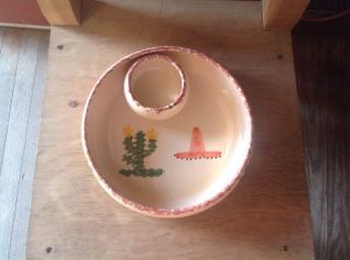 1 Piece - Chip And Dip Set.  Hand Painted Vintage