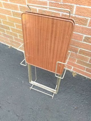 Vintage Durham Handi - Table Mid Century Modern Metal Table Trays Set of 4 w Stand 2