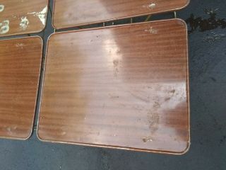Vintage Durham Handi - Table Mid Century Modern Metal Table Trays Set of 4 w Stand 3