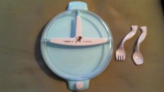 Vintage Tommee Tippee Child Dinner Plate And Fork & Spoon - Westland Plastics