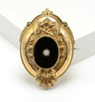 Antique Victorian Gold Filled Sentimental Mourning Brooch