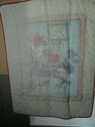 Vintage Baby Blanket Quilted Smurf 5