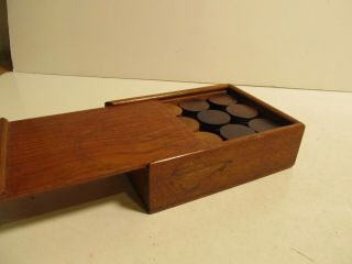 Vintage Wooden Handcrafted Checker Set In Wood Box