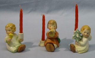 3 Vintage Hummel Figurines Angel Candle Holders - Joyous News,  Xmas Tree & Bell