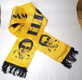 Vintage 1975 Elton John Midsummer Music Wembley Concert Scarf Yellow,  Rocketman