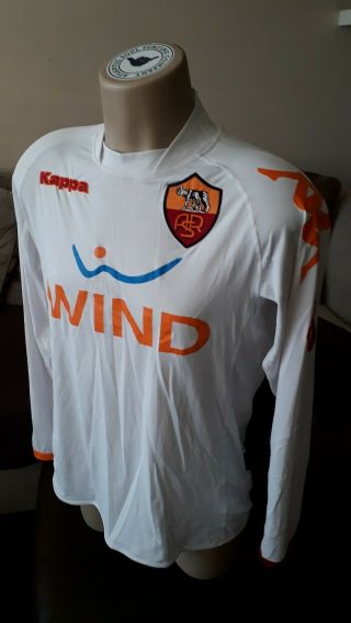 As Roma Football Shirt (size Medium) Vintage Kappa Away Jersey / Top - White