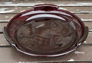 Vintage Ruby Red Glass Ashtray 7 "