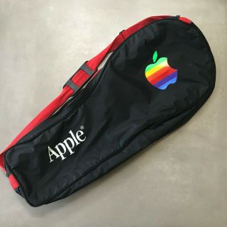 Vintage Apple Logo Black Tennis,  Racketball Racquet Bag Adjustable Strap