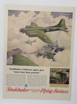 Print Ad 1943 Studebaker Flying Fortress Vintage Artwork Tellander