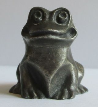 Vintage Pewter Frog,  Gray,  Solid,  7.  4 Ounces Heavy,  Ampersand Pewter Usa