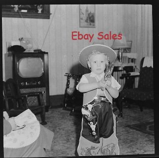 Z6 - A Vintage Photo Negative - Little Boy Dressed As Cowboy