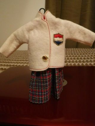 Vintage Vogue Dolls Inc Jill White Coat With Red Plaid Dress And Metal Hanger A,