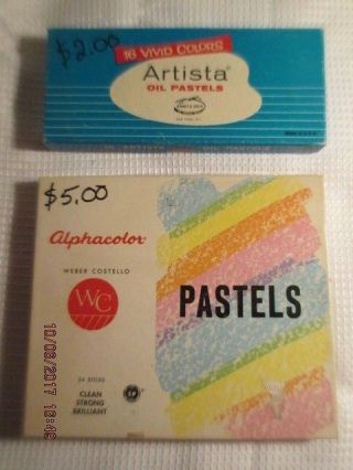 Vintage Alphacolor Weber Costello Set Of 24 Pastel Sticks 102 - 004 & Artista Oil