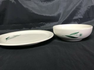 Vintage Homer Laughlin Best China Green Field Pattern Plate & Bowl Euc