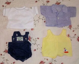 Adorable Boy Cabbage Patch Doll Clothes Overalls Shirts Vintage 1980s