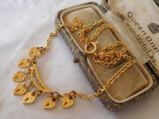 Lovely Decorative Vintage 1960s Gold Heart Padlock Drop Necklace