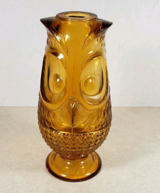 Vintage Viking Glass Owl Glimmer Candle Holder Amber Fairy Lamp