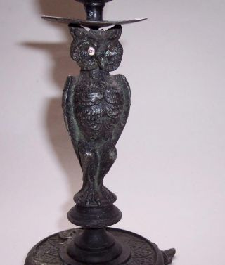 Vintage Demon Stolas Owl Metal Candle Holder Spelter Candlestick Gothic Wiccan