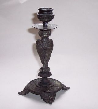 Vintage DEMON STOLAS OWL Metal CANDLE HOLDER Spelter Candlestick Gothic Wiccan 5