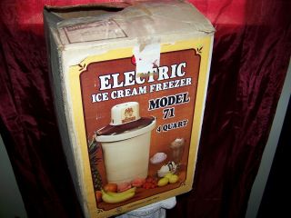 Vintage 4quart Electric Ice Cream Machine Model 71 Almondtested With All Parts
