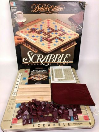 Vintage 1989 Scrabble Deluxe Edition Turntable Crossword Game By Milton Bradley