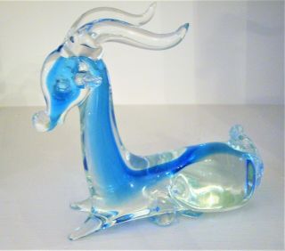 Unusual Large Vintage Murano Sommerso Glass Stag Deer