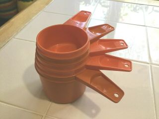 Set Of 5 Vintage Tupperware Assorted Orange Nesting Measuring Cups