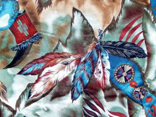 Vintage 1990s Alexander Henry Native American Indian Cotton Fabric,  By Yd X 44 " W