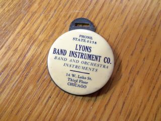 Vintage Celluloid Advertising Pocket Watch Fob Luggage Tag Band Instrument Co.